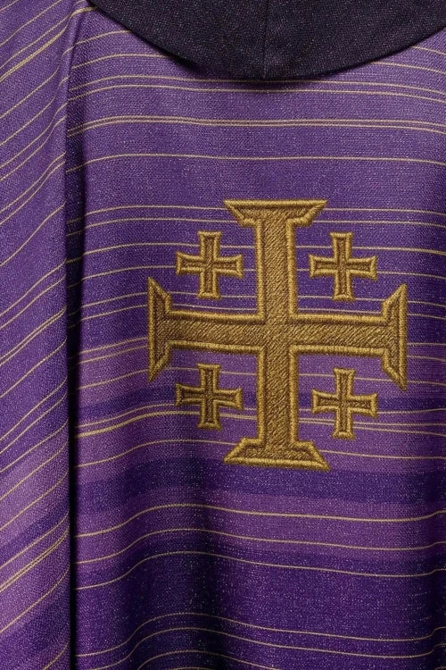 Purple Chasuble with printed Jerusalem cross - gallery view 6