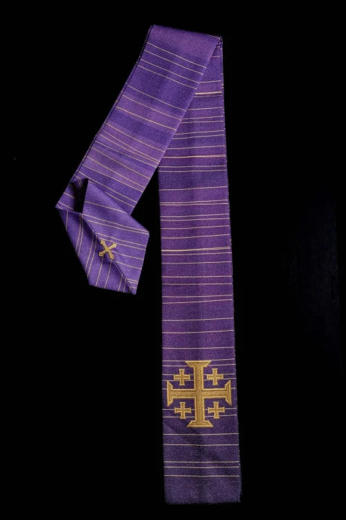 Purple Chasuble with printed Jerusalem cross - gallery view 9