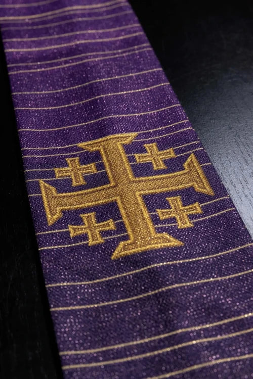Purple Chasuble with printed Jerusalem cross - gallery view 10