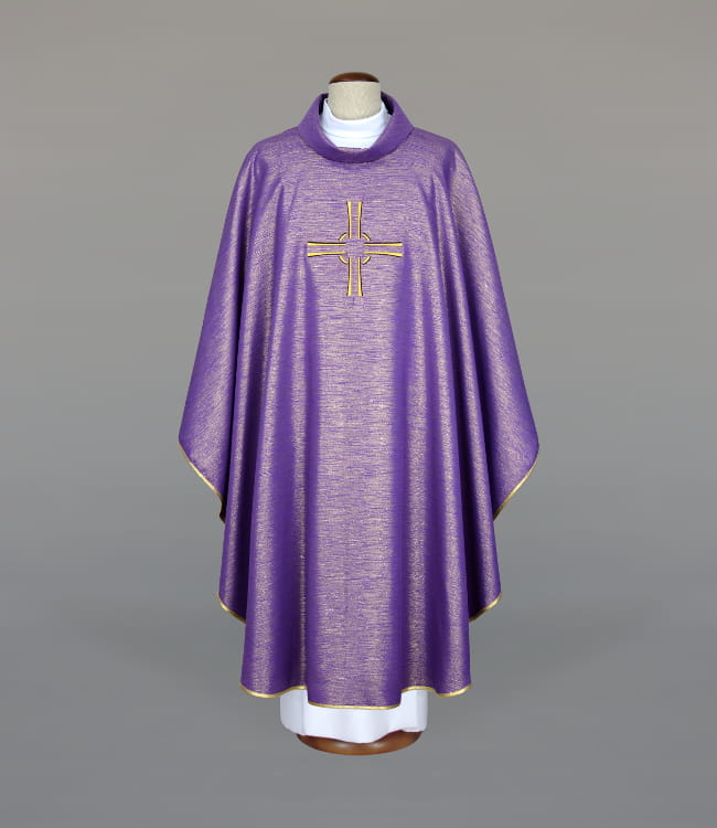 Purple Chasuble with raised modern embroidery - gallery view 1
