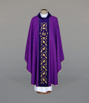 Purple Chasuble with rich embroidery on a velvet panel - gallery view 1