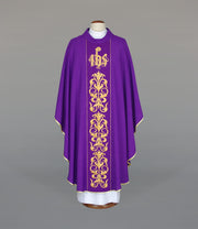 Purple Chasuble with rich liturgical embroidery - gallery view 1