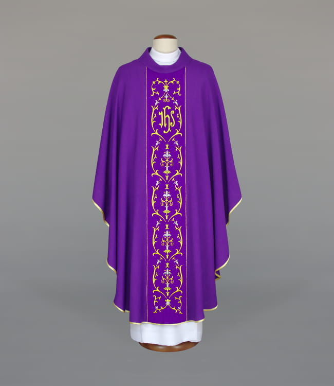 Purple Chasuble with rich liturgical embroidery - Variant II - gallery view 1