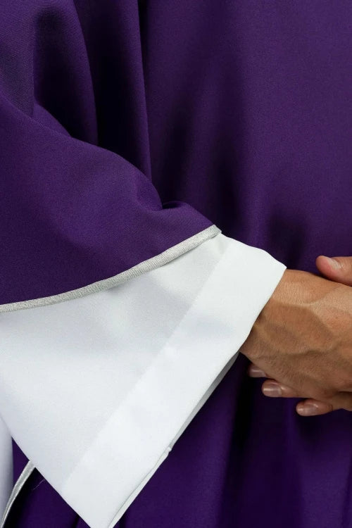 Purple Chasuble with silver cross embroidery - gallery view 6