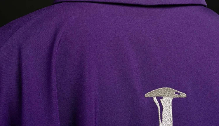 Purple Chasuble with silver cross embroidery - gallery view 8