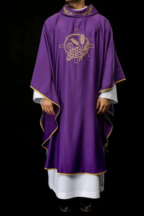 Purple Chasuble with wheat and cross embroidery - Variant II - gallery view 2