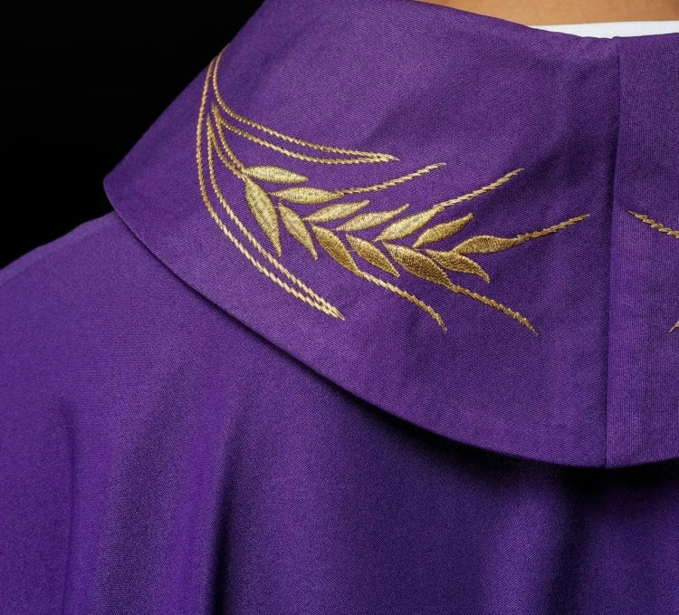 Purple Chasuble with wheat and cross embroidery - Variant II - gallery view 6