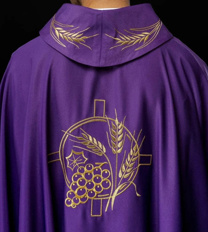 Purple Chasuble with wheat and cross embroidery - Variant II - gallery view 7
