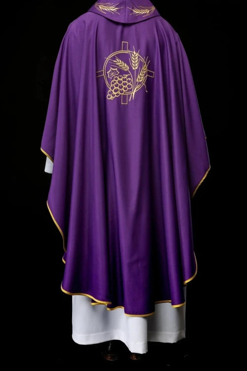 Purple Chasuble with wheat and cross embroidery - Variant II - gallery view 8