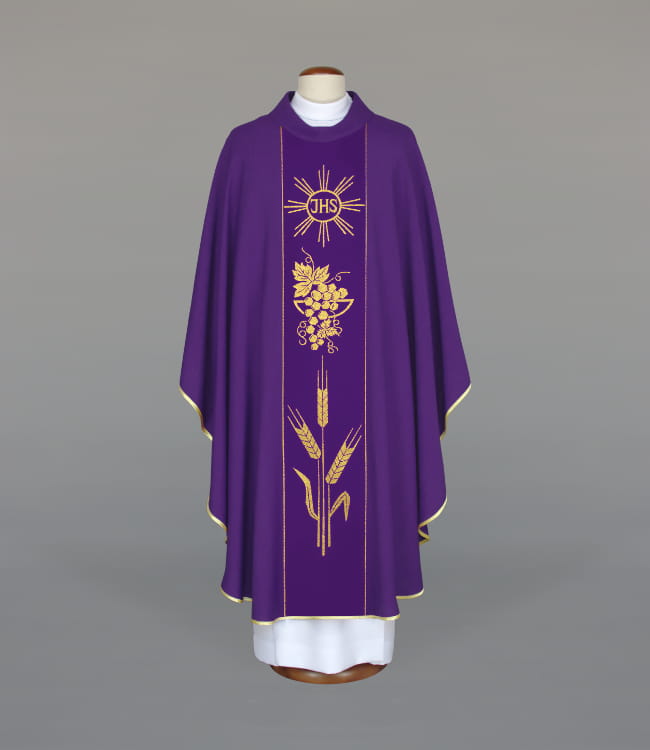 Purple Chasuble with woven band on lightweight fabric - Variant II - gallery view 1