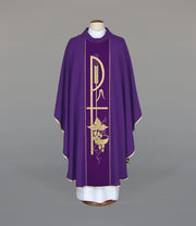 Purple Chasuble with woven band on lightweight fabric - Variant III - gallery view 1