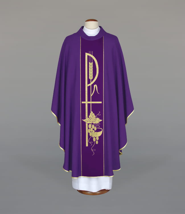Purple Chasuble with woven band on lightweight fabric - Variant III - gallery view 1