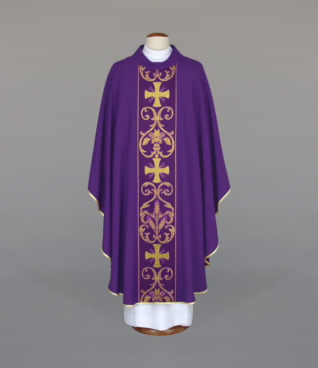 Purple Chasuble with woven band on lightweight fabric - Variant IV - gallery view 1