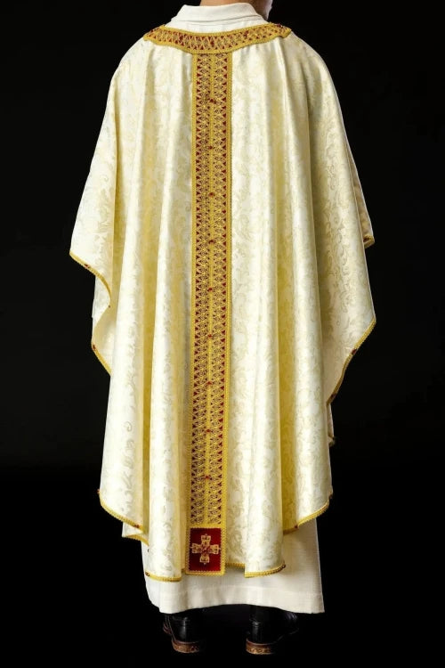 Ecru Chasuble with handcrafted natural-stone decoration — additional view