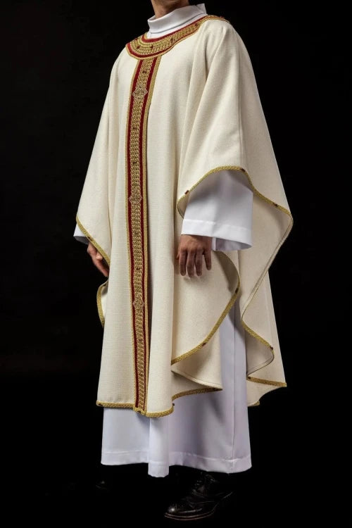 Ecru Chasuble with hand-finished natural-stone decoration — gallery view 11