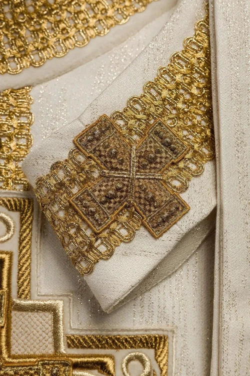 Ecru Chasuble with hand-finished natural-stone decoration – Variant III — additional view