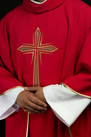 Red Chasuble with Embroidered Cross Design — product view