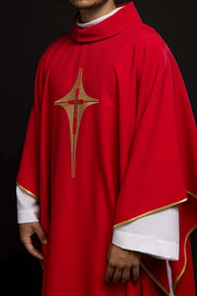 Red Chasuble with Embroidered Cross Motif — product view