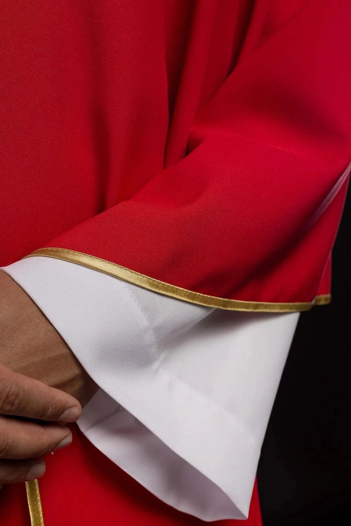Red Chasuble with Embroidered Cross Motif — symbol detail