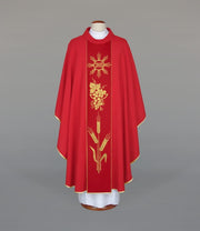 Red Chasuble in Lightweight Breathable Fabric with Woven Band – Variant II — product view