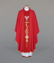 Red Chasuble in Lightweight Breathable Fabric with Woven Band – Variant III — product view
