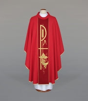 Red Chasuble in Lightweight Breathable Fabric with Woven Band – Variant IV — product view