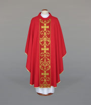 Red Chasuble in Lightweight Breathable Fabric with Woven Band – Variant V — product view