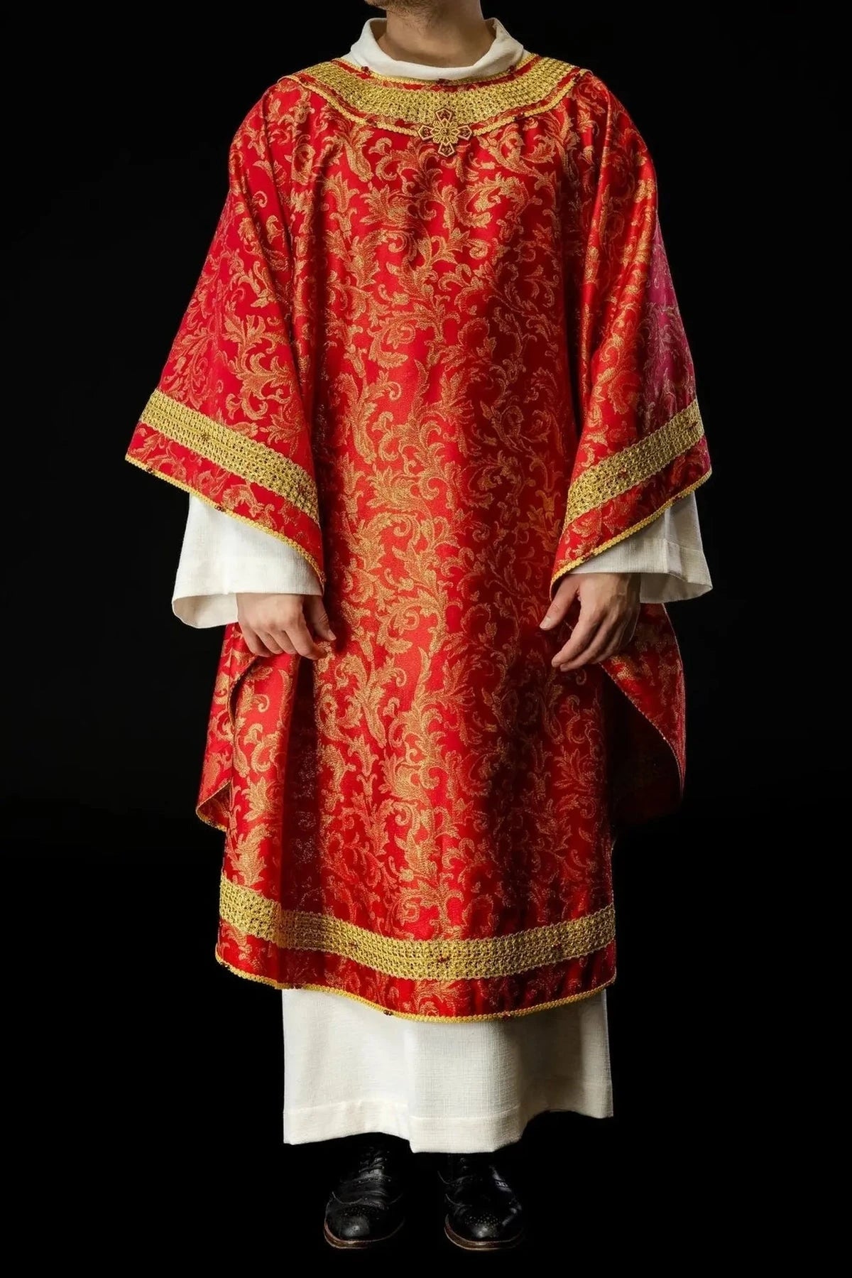 Red Chasuble with Natural Stone Decoration — product view