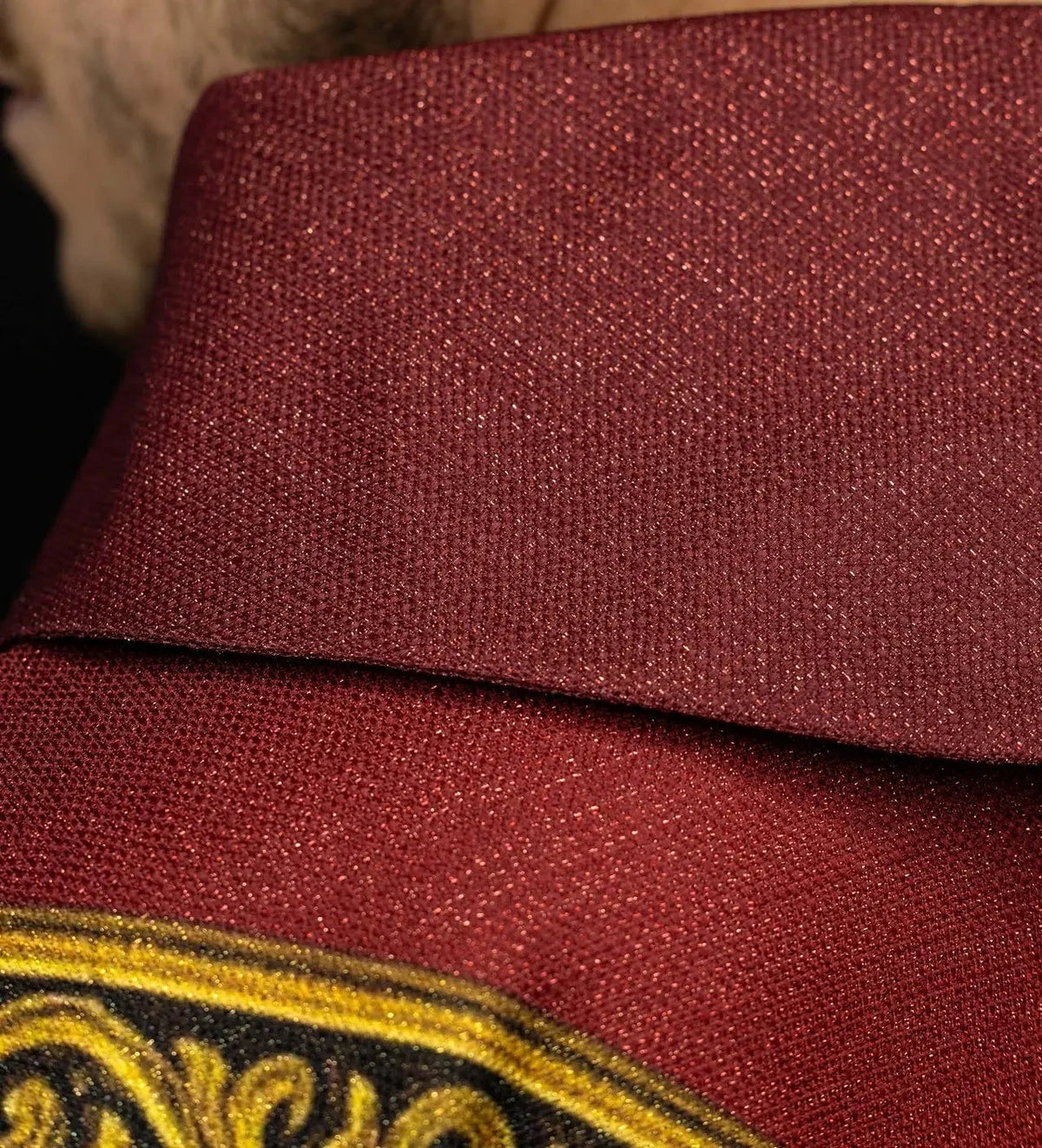 Red chasuble with PAX print — back view