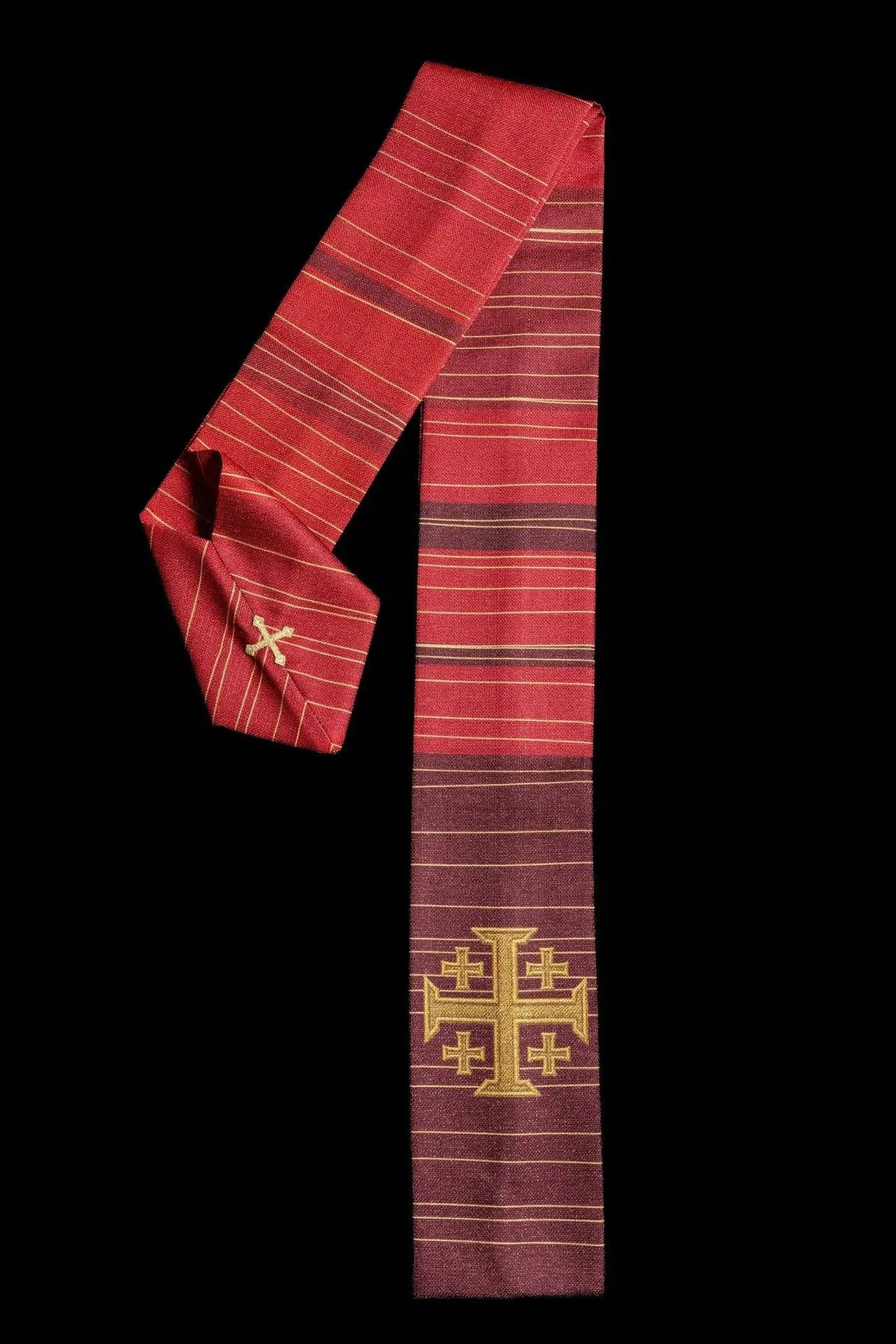 Red chasuble with printed Jerusalem Cross — fit on celebrant
