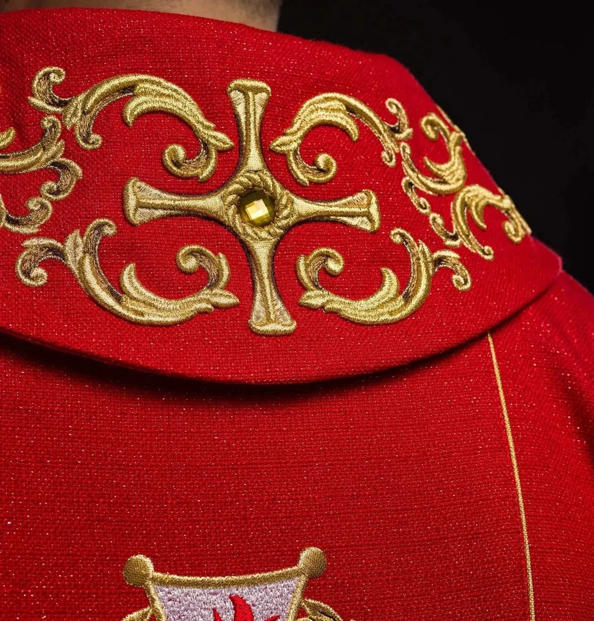 Red Chasuble with Rich Saint Florian Embroidery — additional product view