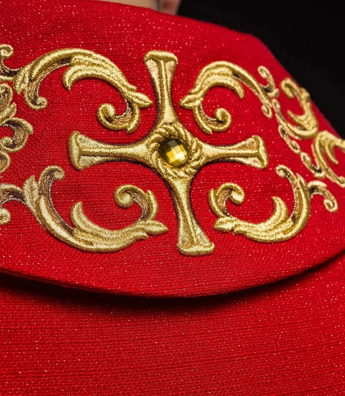 Red Chasuble with Rich Saint Florian Embroidery — detail view 13