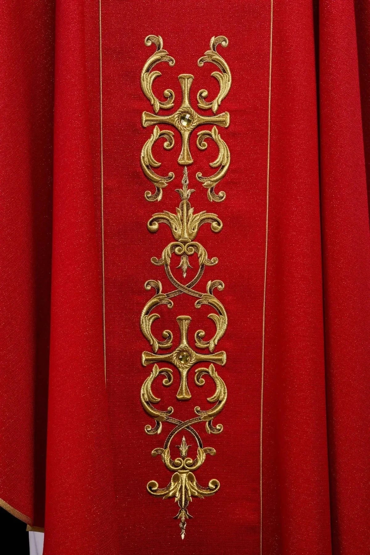 Red Chasuble with Rich Saint Florian Embroidery — detail view 15