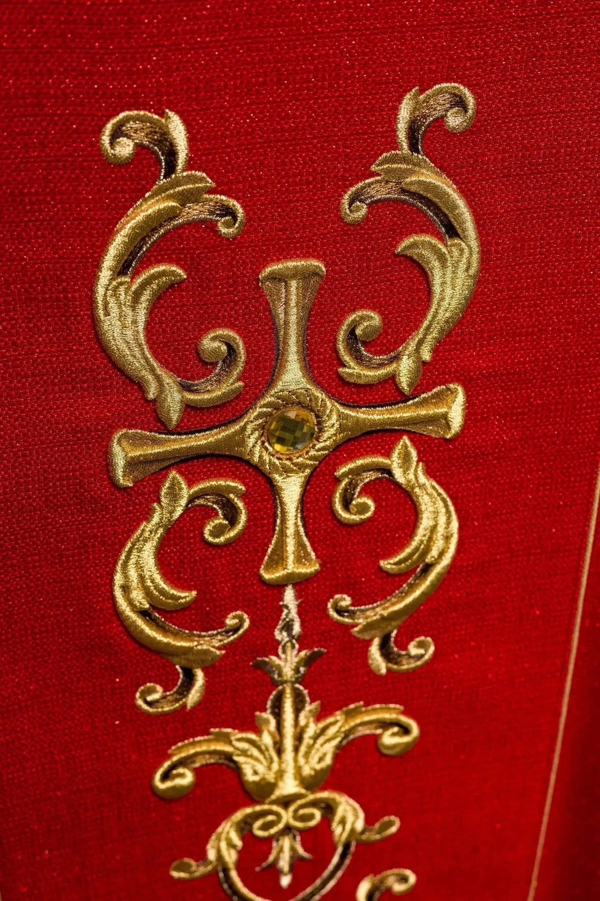 Red Chasuble with Rich Saint Florian Embroidery — detail view 16