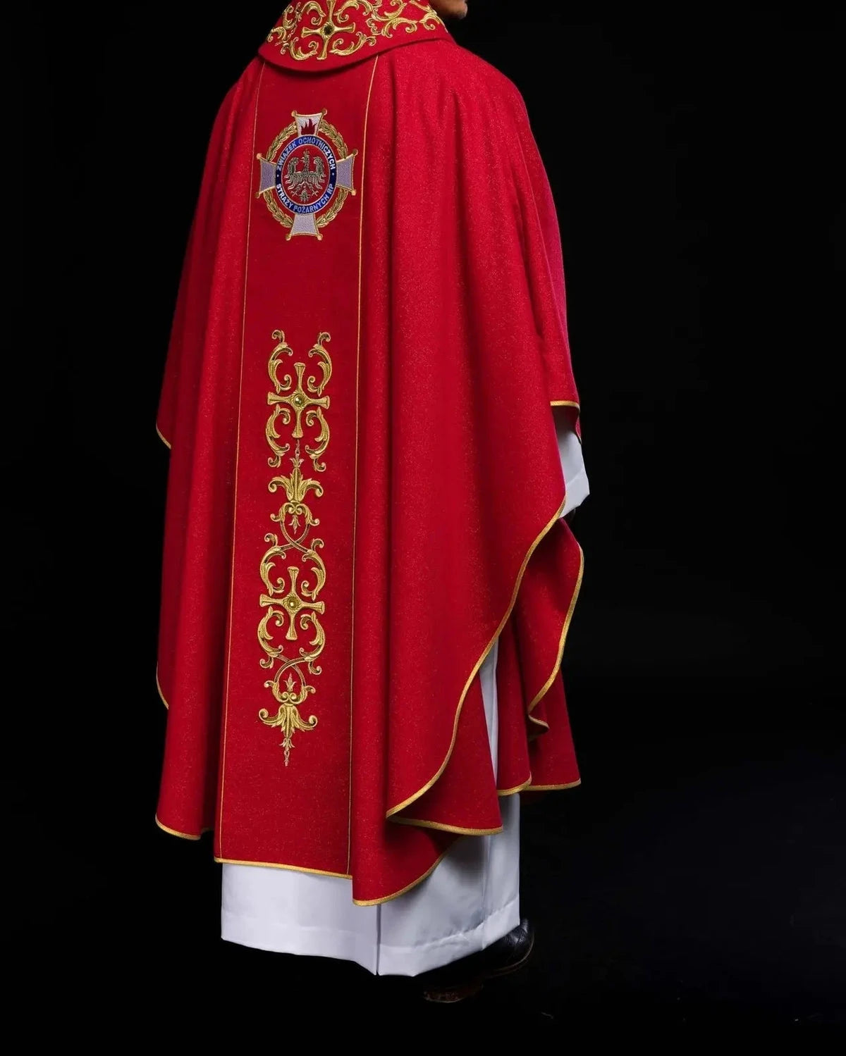 Red Chasuble with Rich Saint Florian Embroidery — detail view 26