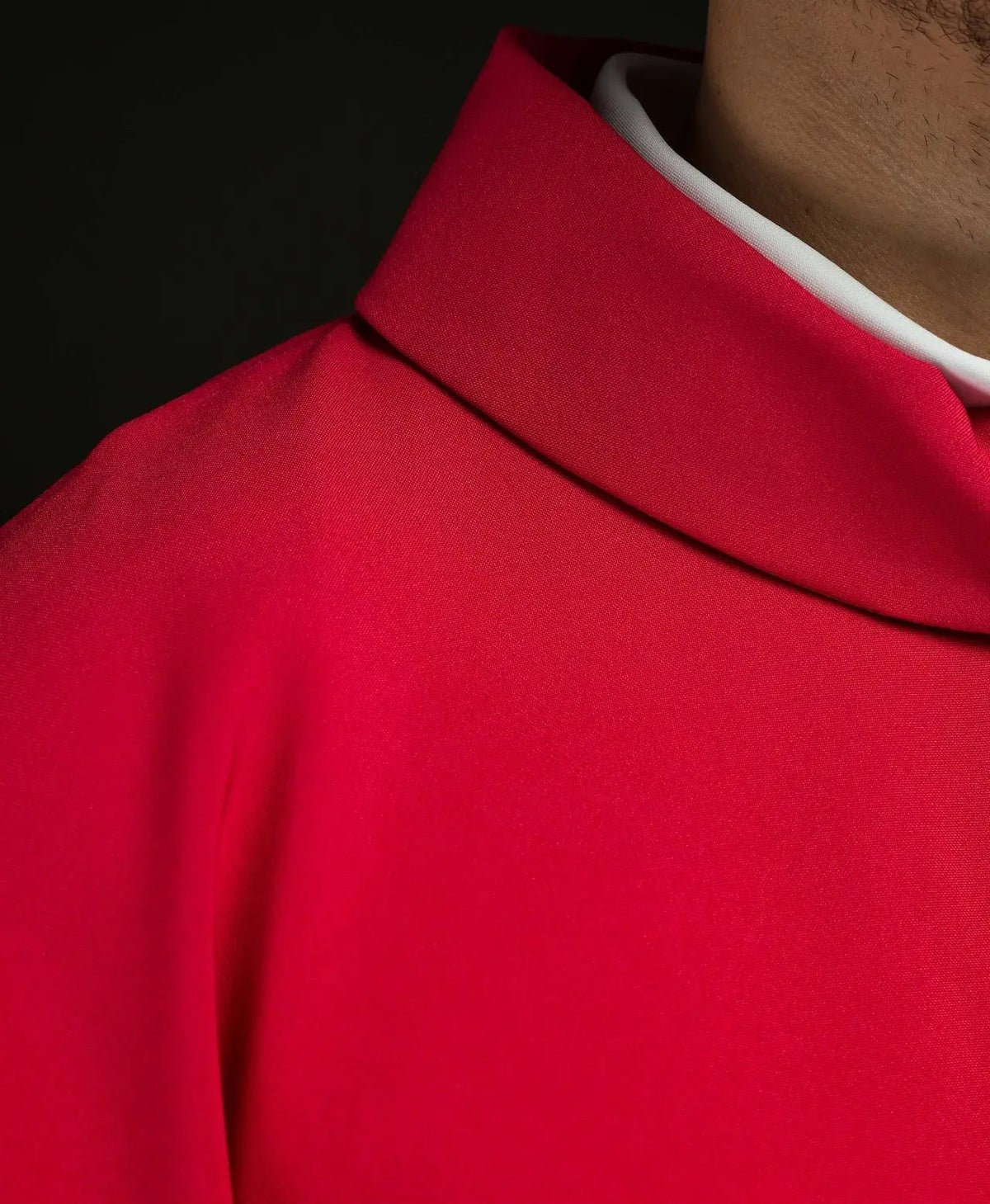 Red Chasuble with Chalice, Cross and Grapes Embroidery — front view