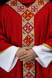 Red Chasuble with Decorative Embroidered Band — product view