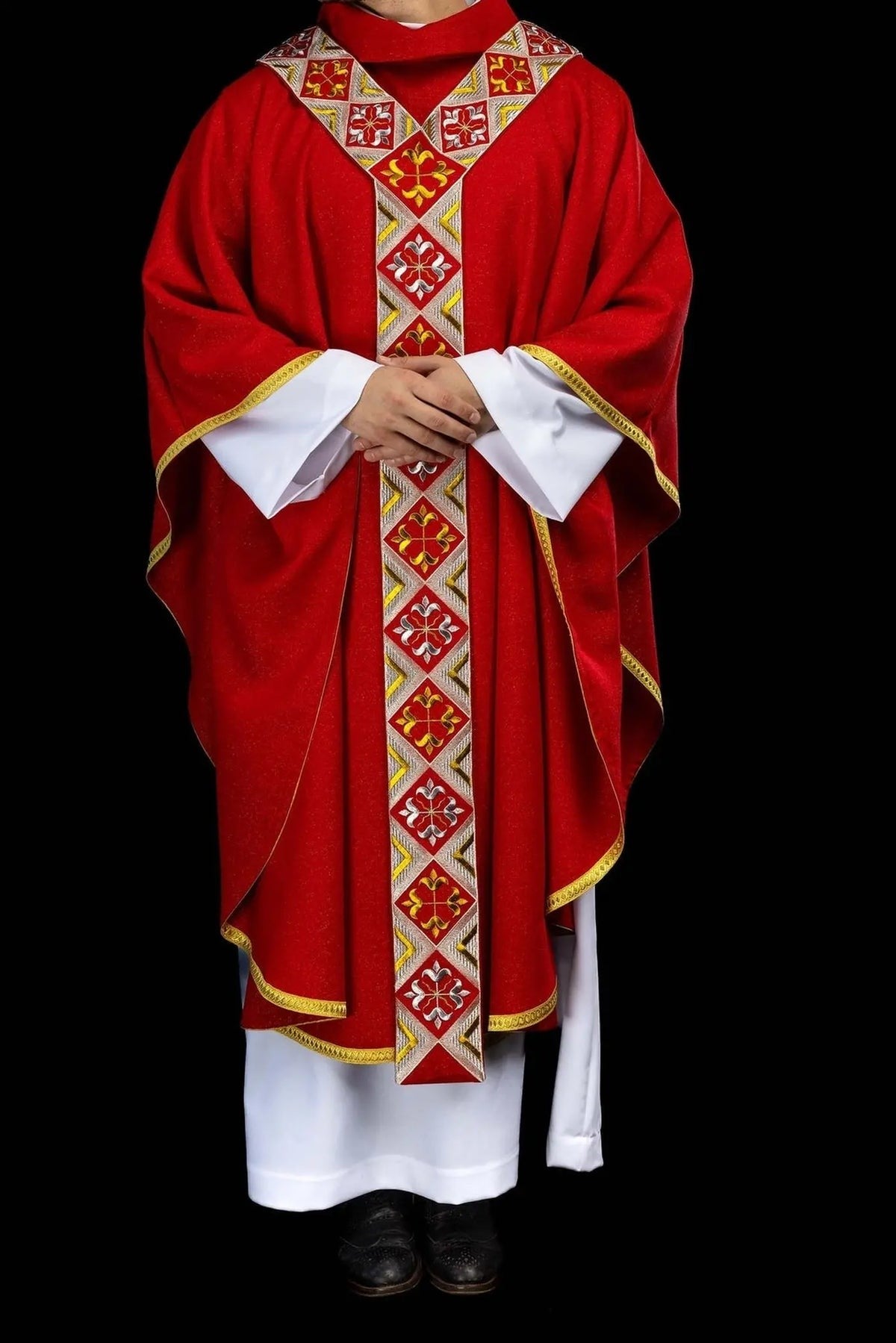 Red Chasuble with Decorative Embroidered Band — additional detail