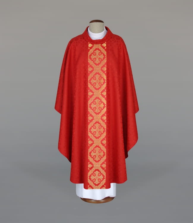 Red Chasuble with Elegant Woven Band – Variant II — product view