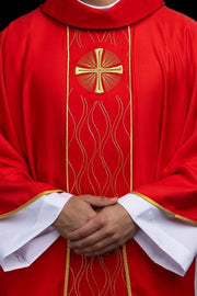 Red Chasuble with Embroidered Cross — product view