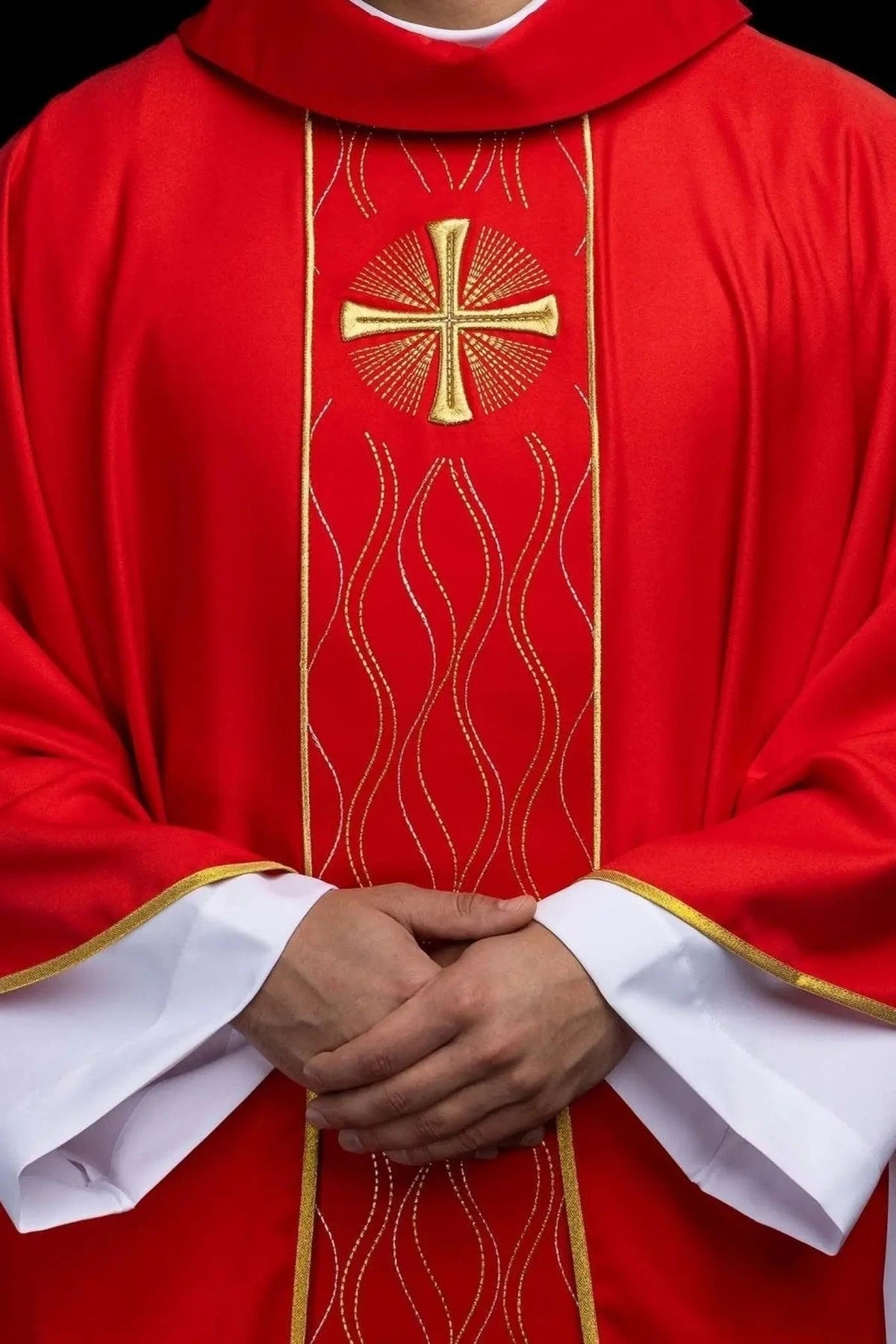 Red Chasuble with Embroidered Cross — product view