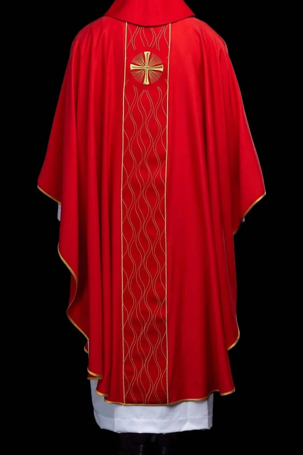 Red Chasuble with Embroidered Cross — back view