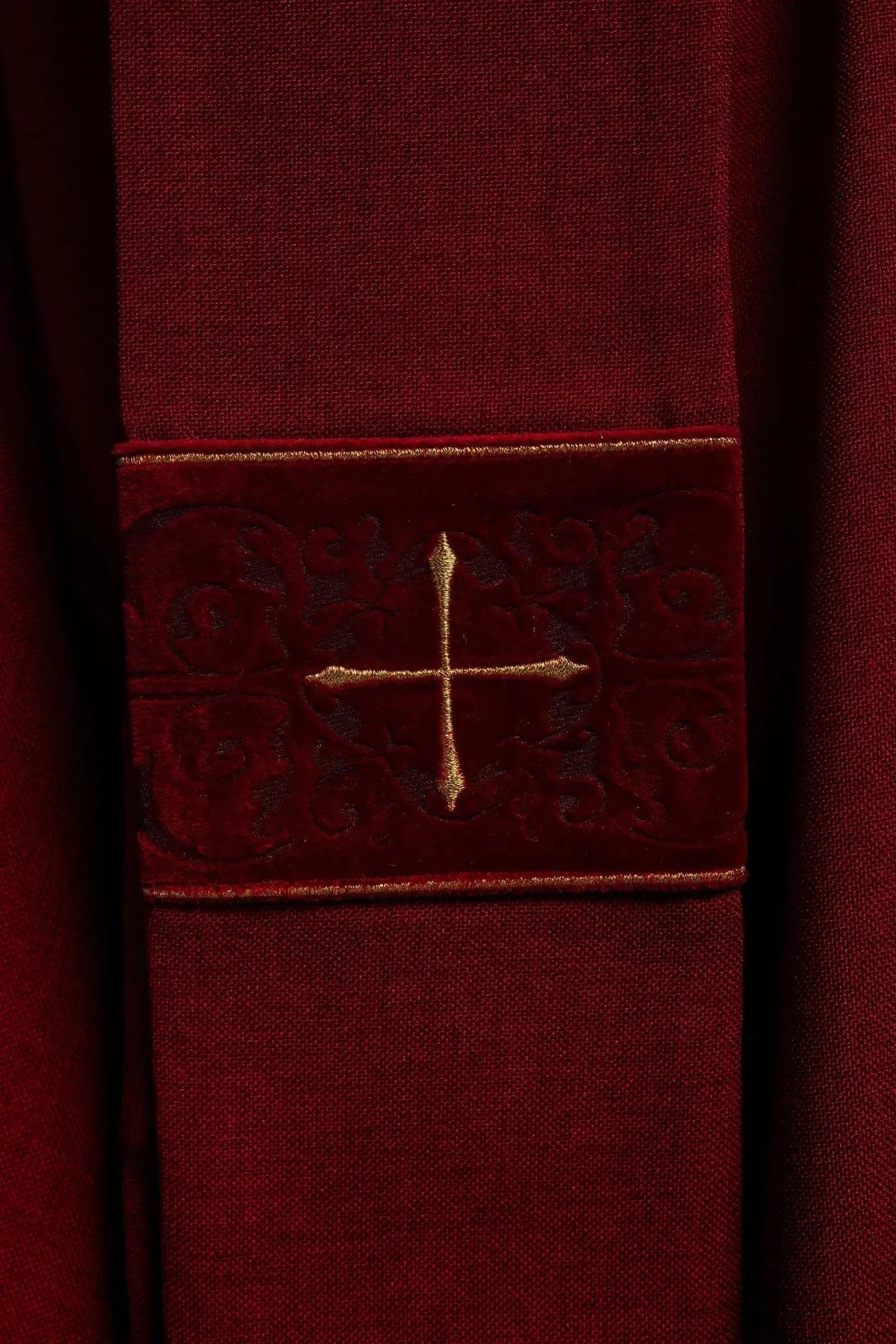 Red Chasuble with Embroidered Cross Panel — back view
