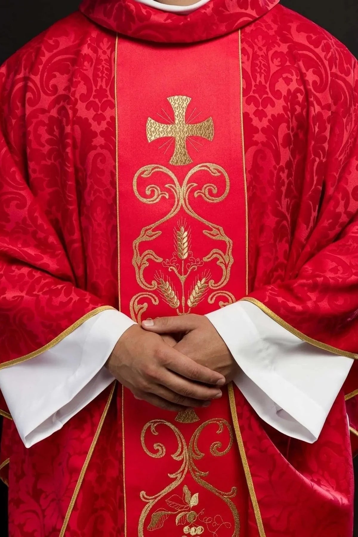 Red Chasuble with Embroidered Front Panel — product view