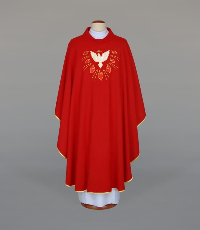 Red Chasuble with Embroidered Holy Spirit Motif – Variant II — product view