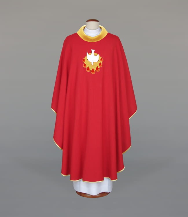 Red Chasuble with Embroidered Holy Spirit Motif – Variant III — product view