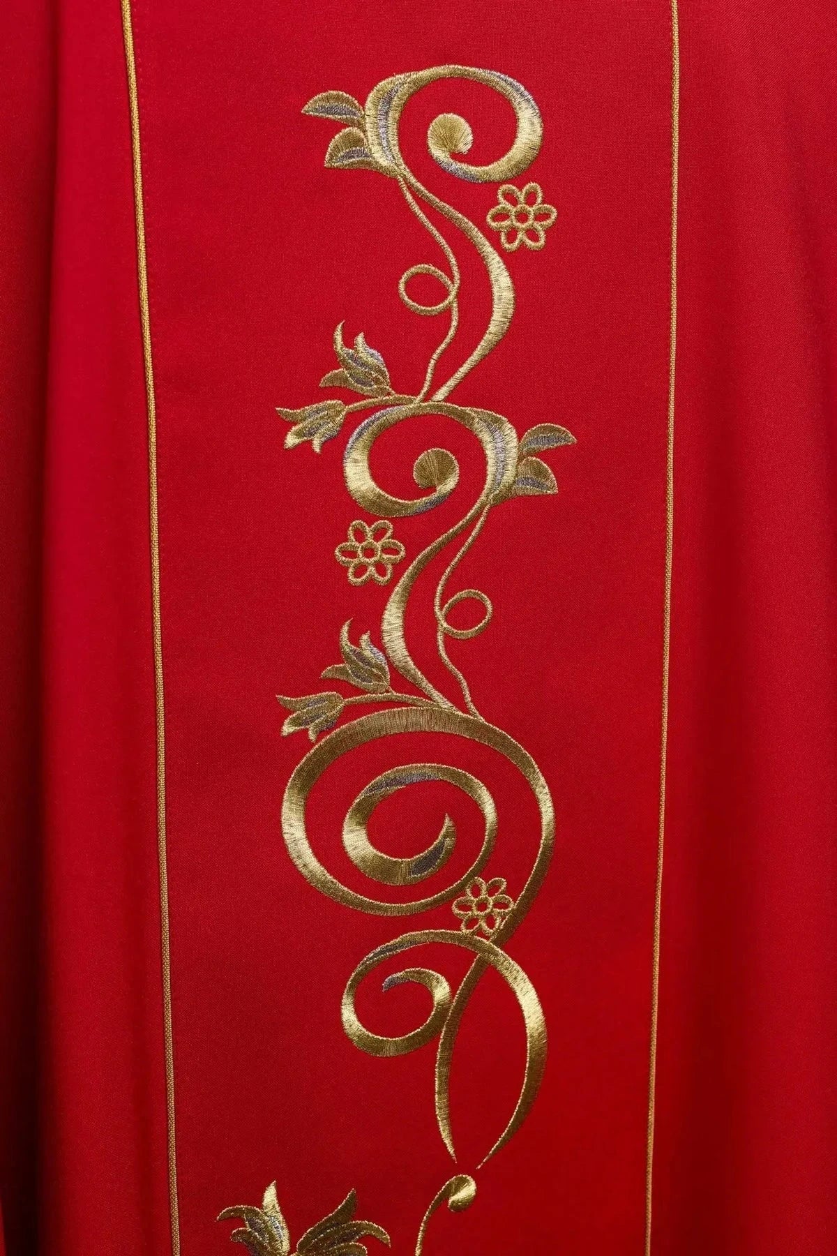 Red Chasuble with Embroidered IHS — back view