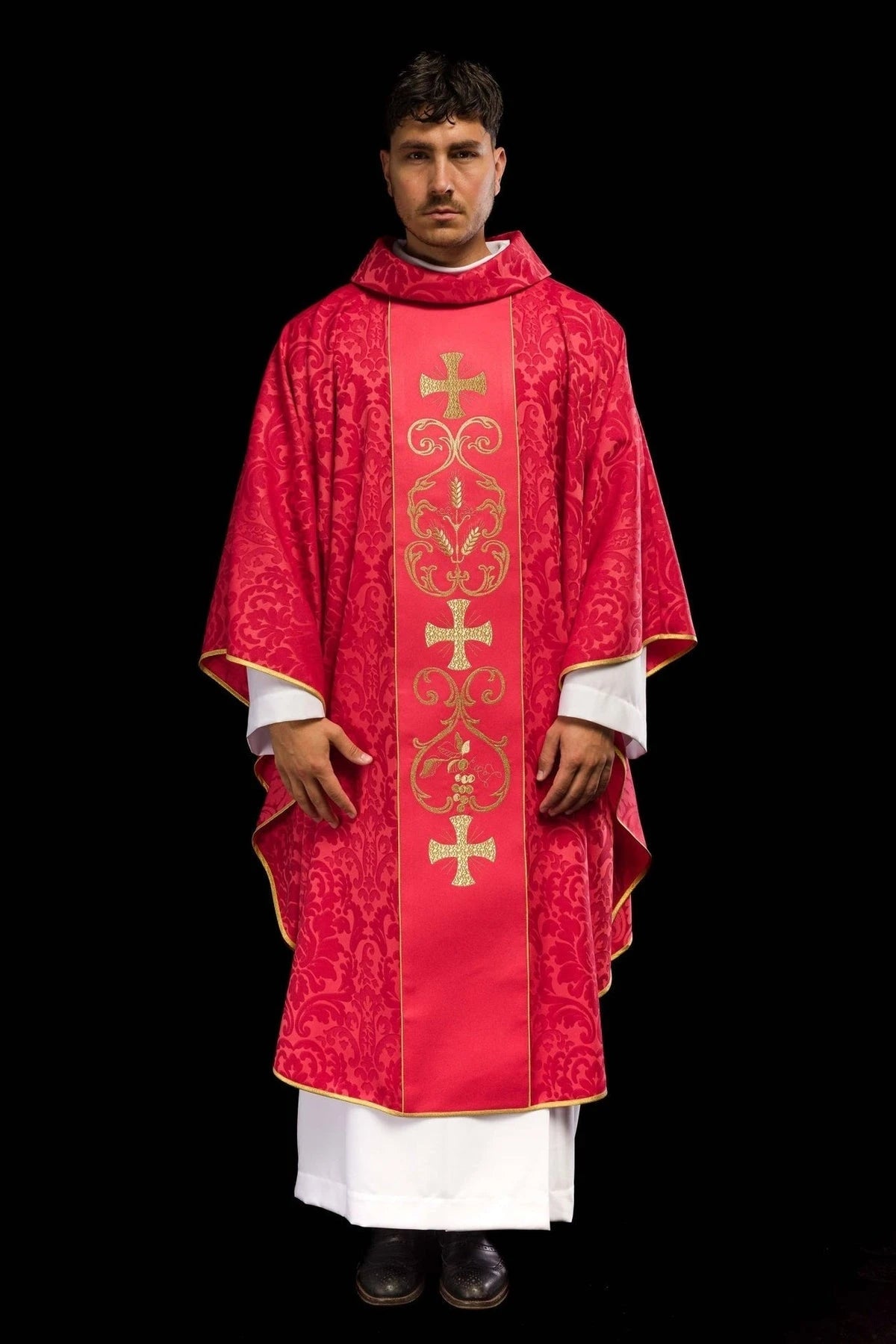Red Chasuble with Embroidered Panel — product view