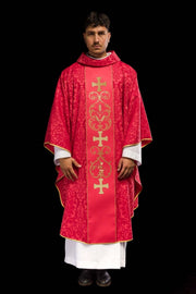 Red Chasuble with Embroidered Panel — product view