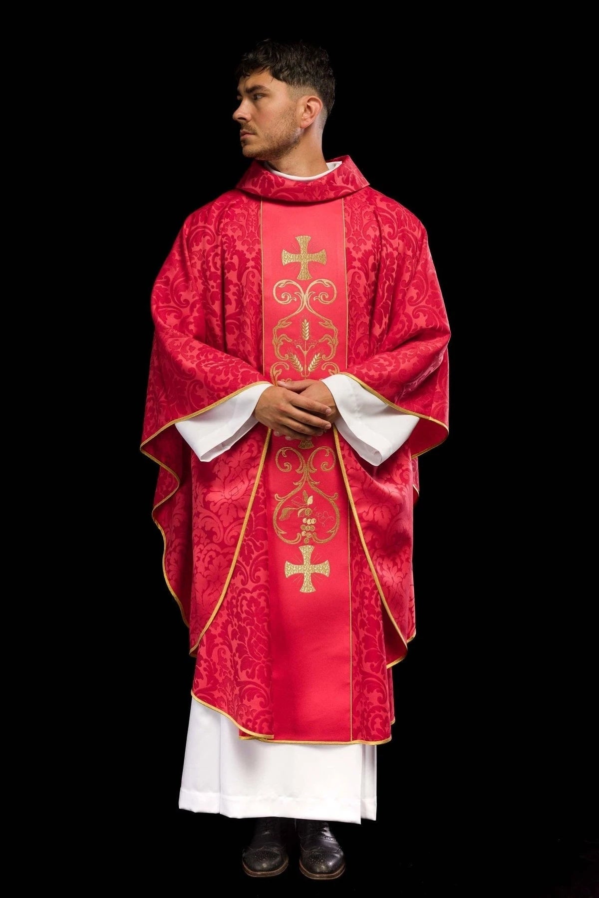 Red Chasuble with Embroidered Panel — symbol detail